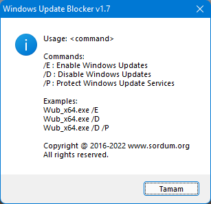 Windows update Blocker Cmd parameters